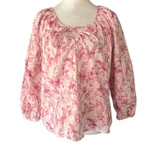 Tuckernuck Hyacinth House Small Pink & Cream Floral Cottagecore Maisie Blouse